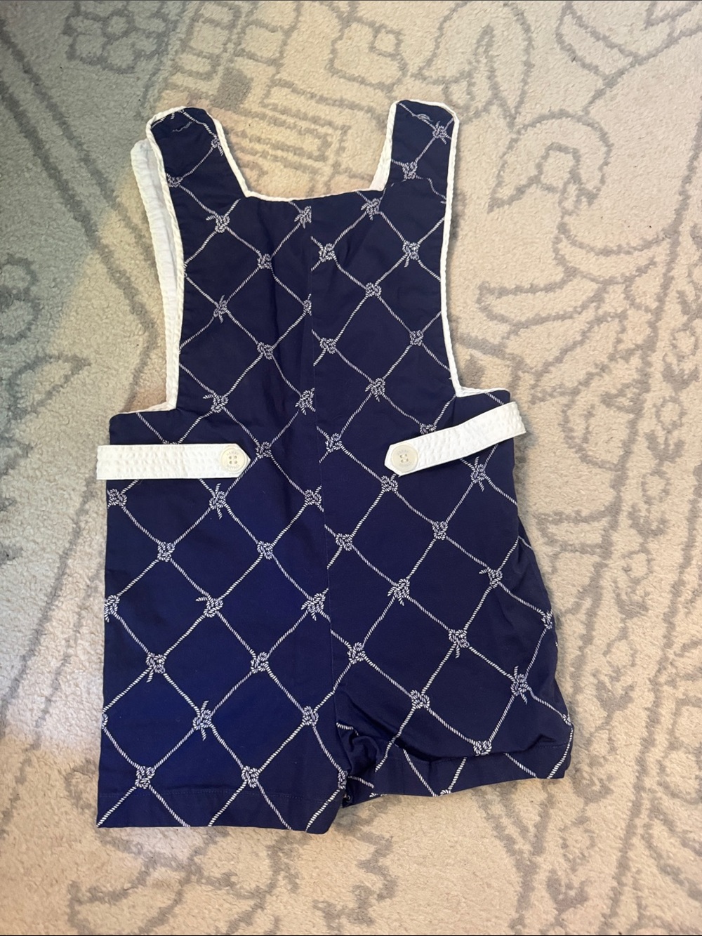 Henry Duvall Navy Diamond-Pattern kids Jon Jon with White Trim